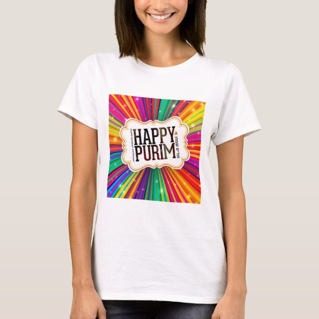 Lycklig Purim Tee Shirt (Framsida)