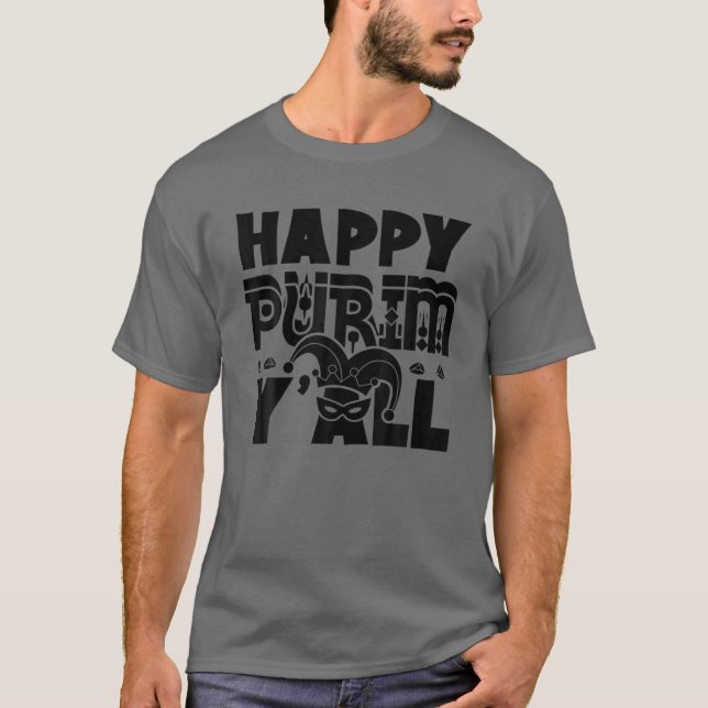 Lycklig Purim Y'all Jewish Helgdag Costume Funny T Shirt (Framsida)