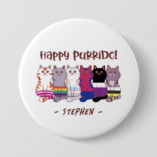 Lycklig Purride - HGBTQ Pride Cats Knapp (Framsida)