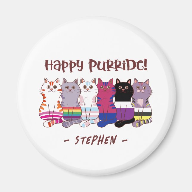 Lycklig Purride - HGBTQ Pride Cats Magnet (Framsidan)