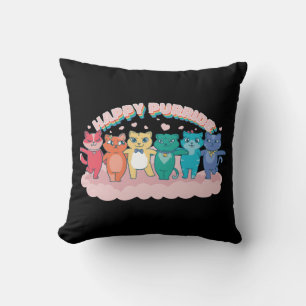 Lycklig Purride Rainbow HGBTQ Cats Kudde