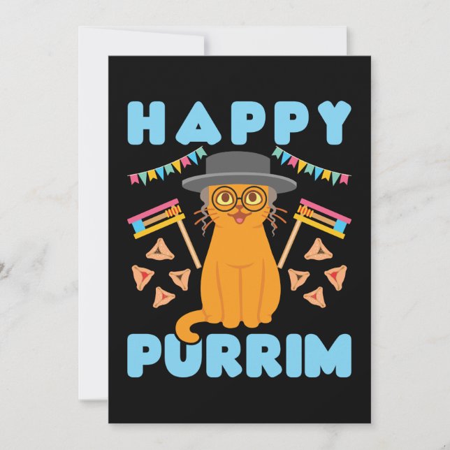 Lycklig Purrim Purim Cat Jewish Helgdag Julkort (Framsida)