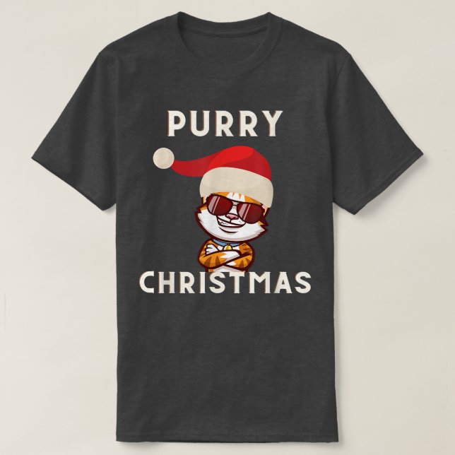 Lycklig Purry Coola Cat God jul Cat Lover Uni T Shirt (Design framsida)