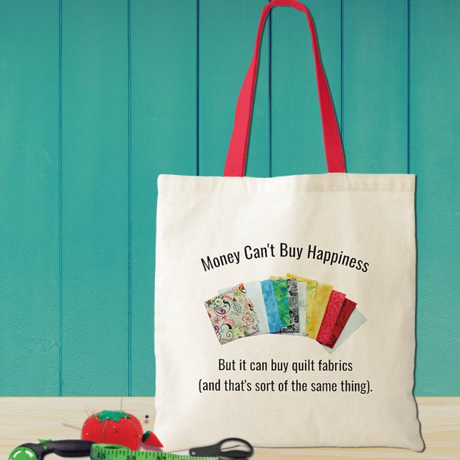 Lycklig Quilters Humor Tote Bag Tygkasse (Skapare uppladdad)