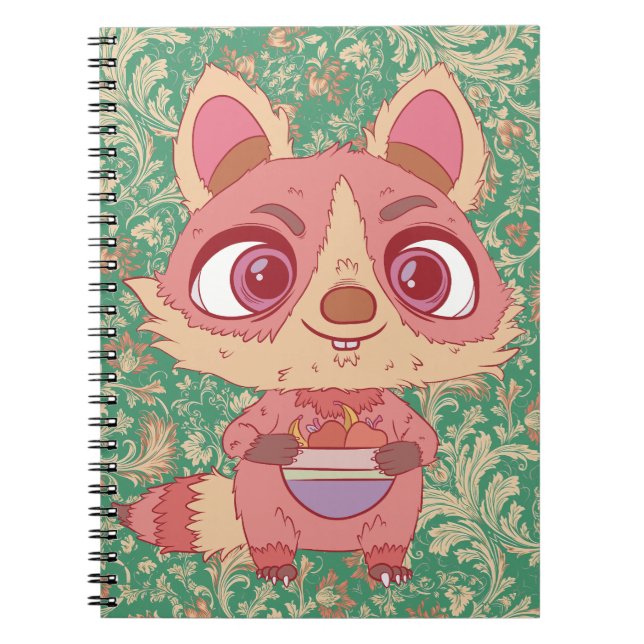 Lycklig Raccoon Anteckningsbok (Framsidan)