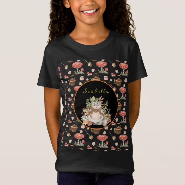 Lycklig Raccoon Customize Text och Färg T Shirt (Framsida)