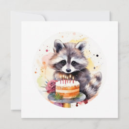 Lycklig Raccoon med Birthday-tårta