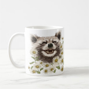 Lycklig rackoon i daisy kaffemugg