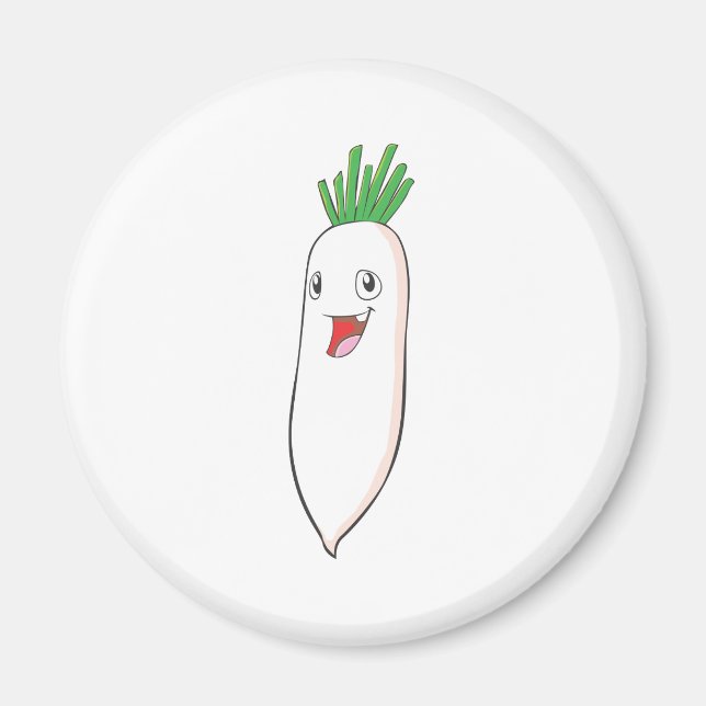 Lycklig Radish Vegetable Tecknad Magnet (Framsidan)