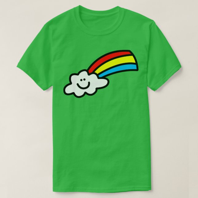 Lycklig Rainbow Cloud T Shirt (Design framsida)