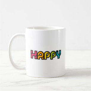 Lycklig Rainbow färgad ord Kaffemugg