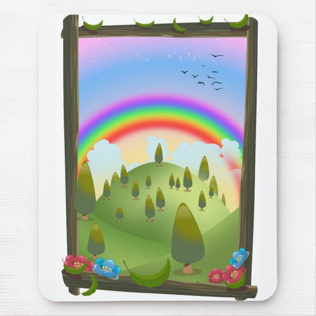 Lycklig Rainbow liggande Musmatta (Framsidan)