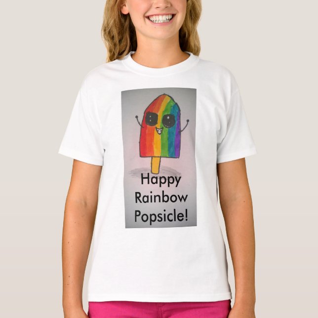 Lycklig Rainbow Popsicle Girls' Sweatshirt Tee (Framsida)