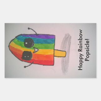 Lycklig Rainbow Popsicle Stickers Rektangulärt Klistermärke