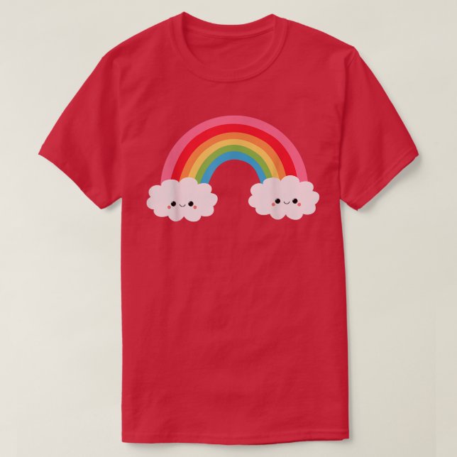 Lycklig Rainbow Smiling Clouds och Rainbow Tee (Design framsida)