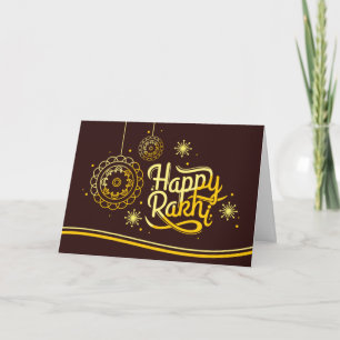 Lycklig Rakhi, Raksha Bandhan, brun, guld Kort