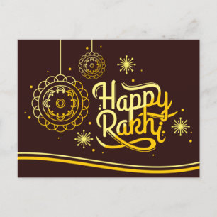 Lycklig Rakhi, Raksha Bandhan, brun, guld Vykort