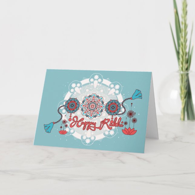 Lycklig Rakhi, Raksha Bandhan, dammblått Kort (Framsida)