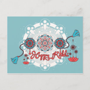 Lycklig Rakhi, Raksha Bandhan, dammblått Vykort