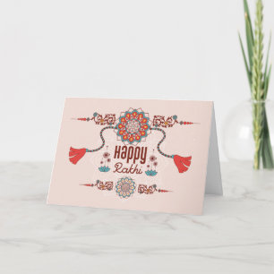 Lycklig Rakhi, Raksha Bandhan, dammig rosa, rött Kort