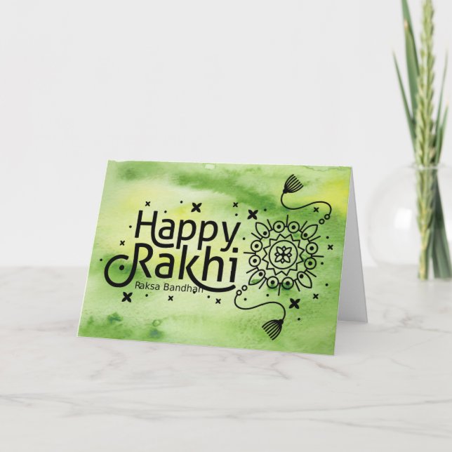 Lycklig Rakhi, Raksha Bandhan, grönt Kort (Framsida)