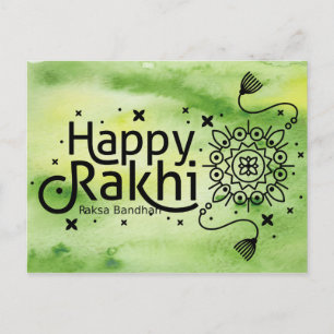 Lycklig Rakhi, Raksha Bandhan, grönt Vykort