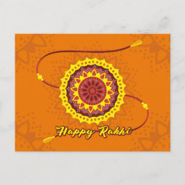 Lycklig Raksha Bandhan, orange, gult armband Vykort