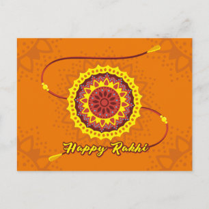 Lycklig Raksha Bandhan, orange, gult armband Vykort