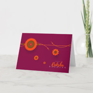Lycklig Raksha Bandhan, orange, magenta Kort