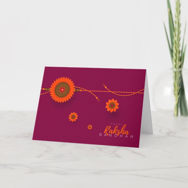 Lycklig Raksha Bandhan, orange, magenta Kort (Framsida)