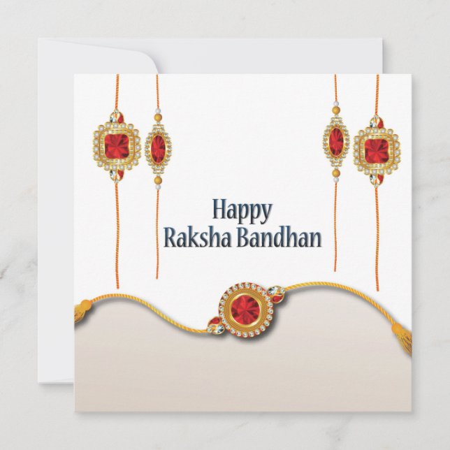 Lycklig Raksha Bandhan, röd gemsten (Framsida)