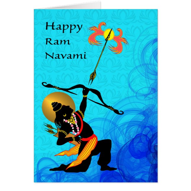 Lycklig Ram Navami, Lord Rama med fallpil Hälsningskort (Framsidan)