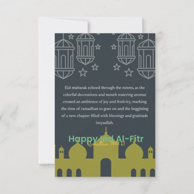 Lycklig Ramadan Eid Al-Fitr-kort Tack Kort (Framsida)