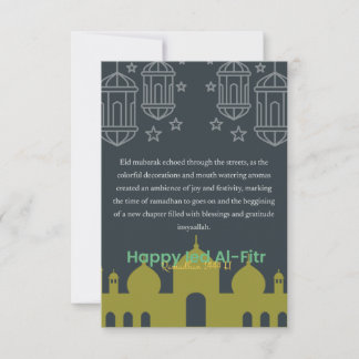 Lycklig Ramadan Eid Al-Fitr-kort Tack Kort