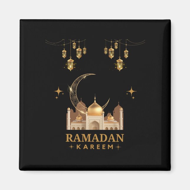 Lycklig Ramadan Kareem-Eid Mubarak Hälsning Magnet (Framsidan)