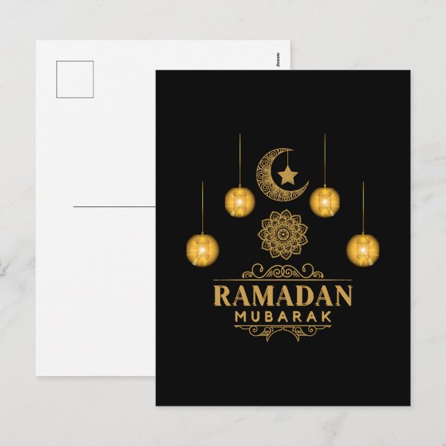 Lycklig Ramadan Kareem och Eid Mubarak 2023 Helg Vykort (Fram/baksida)
