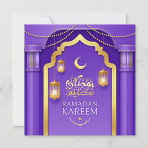 Lycklig Ramadan Mubarak Guld Crescent Lila Julkort