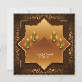 Lycklig Ramadan Mubarak Guld Islamic Lantern Mosqu Julkort
