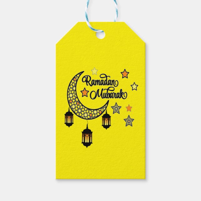 Lycklig Ramadan Mubarak Kareem Crescent lantern Presentetikett (Framsidan)