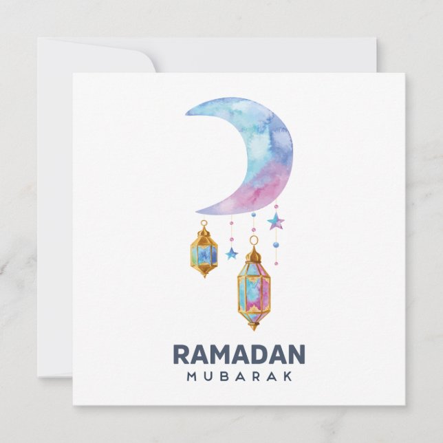 Lycklig Ramadan Mubarak | Ramadan Kareem Guld Musl Julkort (Framsida)