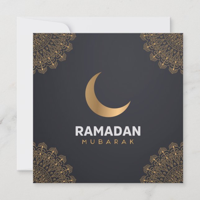 Lycklig Ramadan Mubarak | Ramadan Kareem Guld Musl Julkort (Framsida)