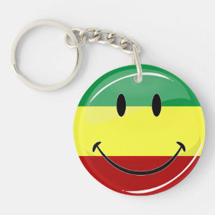 Lycklig Rasta för glansig runda flagga