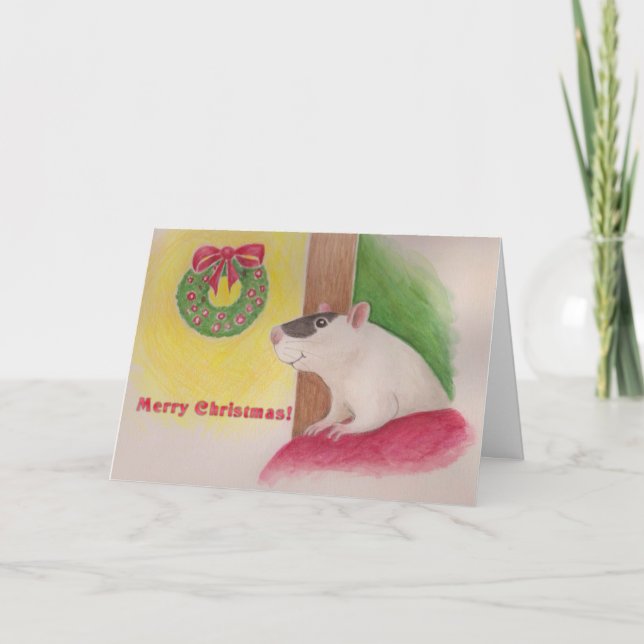 Lycklig Råtta julkort Helgkort (Framsida)