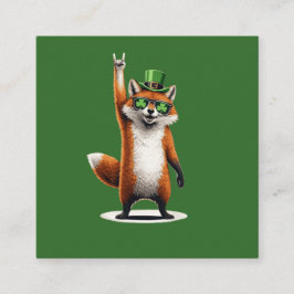 Lycklig räv Shamrock-solglasögon St Patrick's day Fyrkantigt Visitkort