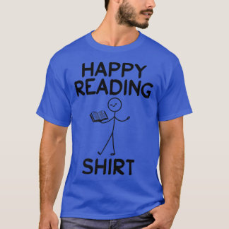 Lycklig Reading Boo Stick figur Bok Älskare T Shirt