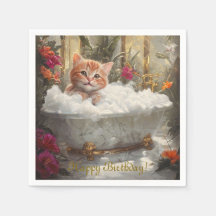 Lycklig Red Cat in Luxury Bath - Barns födelsedag