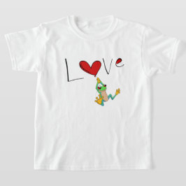 Lycklig Red Eyed Träd Frog and Heart T Shirt