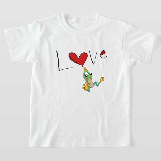 Lycklig Red Eyed Träd Frog and Heart T Shirt (Laydown)