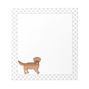 Lycklig Red Golden Retriever Tecknad hund med Tass Anteckningsblock