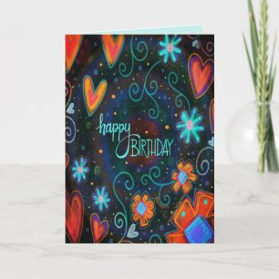 Lycklig Red Heats Modern Abstrakt Kort